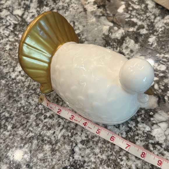 Ceramic Turkey Butter Dish with Gold Accents - Picture 6 of 7